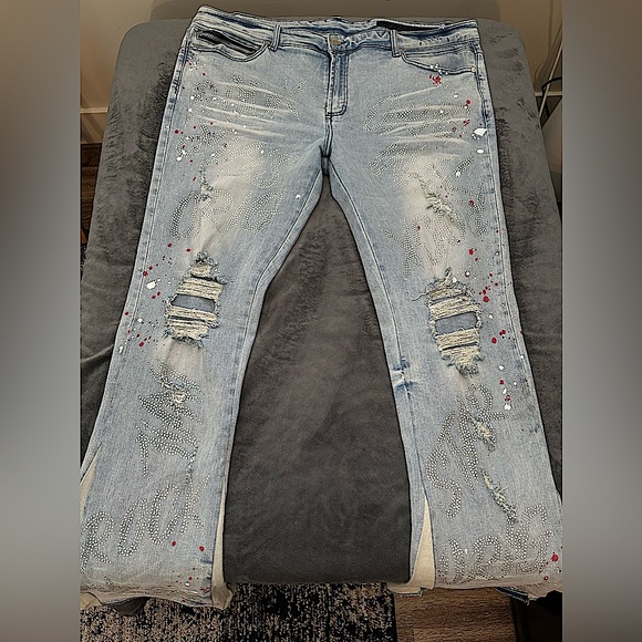 Cato Blue Stacked Flare Jean - Picture 1 of 3